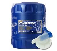 20 (1x20) Litre MANNOL Compresseur Oil Iso 100 Vdl 100 Avec Robinet de Vidange