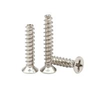 20-200pcs M1.4/M1.7/M2/M2.3/M2.6/M3/M3.5/M4 Vis auto-taraudeuse à pointe plate à tête enfichée à entaille croisée type-KB en acier au carbone plaqué nickel, M1.4x6mm