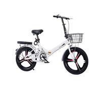 20/22 Pouces Pliable De Qualité Supérieure, Léger Vélo Pliable Hauteur Réglable Roues en Aluminium Amortisseur Arrière Double Frein(White,22 inch)