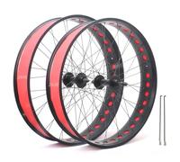 20/24/26" X 4,0" Roues Avant Et Arrière Fat Bike Alliage D'aluminium 6 Boulons Freins à Disque 135/195mm Rayons 36x14G pour vélos 7/8/9/10 Vitesses, Neige/Plage Vélo Roues(26IN-Front+Rear)