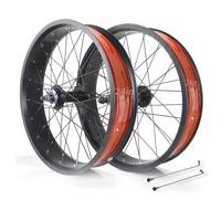 20/24/26x4.0'' Roue Avant/Arrière Fat Bike Roues De Vélo De Neige/Beach Bike Frein À Disque 135mm/195mm 36H Moyeu pour Roue Libre Rotative 7/8/9/10s 14G Rayons(24in A Pair Wheels)