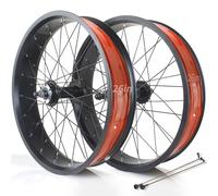 20/24/26x4.0'' Roue Avant/Arrière Fat Bike Roues De Vélo De Neige/Beach Bike Frein À Disque 135mm/195mm 36H Moyeu pour Roue Libre Rotative 7/8/9/10s 14G Rayons(26in A Pair Wheels)