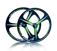 20/24'' Alliage De Magnésium Jeu De Roues BMX 406/451mm 3 Rayons Roues Avant Et Arrière Frein À Disque Moyeux 100/135mm pour 6-9 Vitesses Rotatives(Black-Green,20'' Pair)