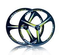 20/24'' Alliage De Magnésium Jeu De Roues BMX 406/451mm 3 Rayons Roues Avant Et Arrière Frein À Disque Moyeux 100/135mm pour 6-9 Vitesses Rotatives(Black-Yellow,20'' Pair)