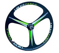 20/24'' Alliage De Magnésium Jeu De Roues BMX 406/451mm 3 Rayons Roues Avant Et Arrière Frein À Disque Moyeux 100/135mm pour 6-9 Vitesses Rotatives(Black-Green,24'' Front)