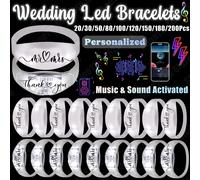 20-250 pièces Bracelet LED activé par la musique et le son pour Bracelet lumineux de mariage Bracelet lumineux anniversaire brille dans la nuit faveur de fête Mix T-Thank you