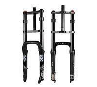 20/26 Pouces Pneu Large Fourche BMX Fourche Air Suspension 4.0 Neige Plage Fourche Avant Course 135 Mm Double Épaulement VTT Vélo Électrique Fourches Droit 1-1/8" Frein À Disque QR 135 X 9 Mm(20")