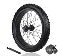 20/26 X 4,0'' Vélo Électrique Roue Avant Frein À Disque Jeu De Roues pour Vélo Neige avec Pneu Large Et Chambre À Air Moyeux Arrière 36H pour Roue Libre Rotative 7-10s(20IN-Front)