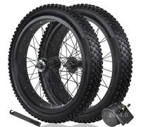 20/26x4,0" Frein À Disque Jeu De Roues pour Vélo De Neige avec Pneus Et Chambres À Air Roues Avant Et Arrière Fat Bike Moyeux 135 Mm/195 Mm pour Roue Libre Rotative 7-10 Vitesses(26'')