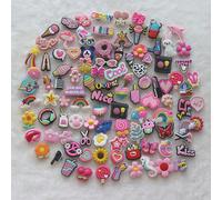 20/30/50 pièces Ensemble de charms de mode rose au hasard pour chaussures, décoration de chaussures DIY, en matériau PVC, accessoires mignons assortis pour personnaliser les chaussures Polychlorures d