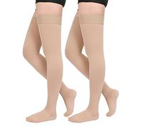 20-30 mmHg Bas de compression médicale pour homme et femme Classe 2 Bas de contention longs à la cuisse Bout fermé Chaussettes de compression avec bande en silicone pour varices, œdèmes, vol