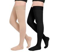20-30 mmHg Bas de compression médicale pour homme et femme Classe 2 Bas de contention longs à la cuisse Bout fermé Chaussettes de compression avec bande en silicone pour varices, œdèmes, vol