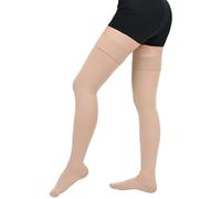20-30 mmHg Bas de compression médicale pour homme et femme Classe 2 Bas de contention longs à la cuisse Bout fermé Chaussettes de compression avec bande en silicone pour varices, œdèmes, vol
