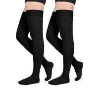 20-30 mmHg Chaussettes de compression médicales pour homme et femme Classe 2 Bas de soutien longues à bout fermé Bas de thrombose pour femme avec bande en silicone pour varices, œdèmes, vol