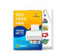 20/40/50 feuilles de papier autocollant vinyle PET imprimable A4, convient aux imprimantes à jet d'encre, papier blanc mat imperméable auto-adhésif, taille 8,3 pouces X 11,7 pouces - séchage rapide et