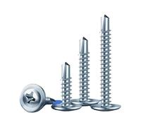 20/50/100 pièces M4.2M4.8 Zinc bleu et blanc grande tête plate vis autoperceuse tête ronde croisée avec coussin fil à queue d'aronde auto-perceuse(M4.2x19mm (50PCS))