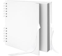 20,5x20,5 cm Album Photo DIY Scrap Book Album 40 Pages,Livre d'images en Papier Kraft avec Ruban de Soie Livre d'or de Mariage Livre de Souvenirs pour bébé Famille Voyage,Blanc