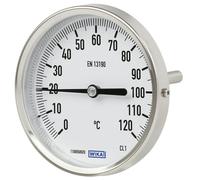 -20 à +60°C Thermomètre bimétallique en acier inoxydable Cabinet 63mm Tige 63mm Arrière
