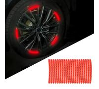 20 Autocollants de Jante de Voiture, Fines Bandes Réfléchissantes Lumineuses, Autocollants Décoratifs de Jante pour Voiture/Moto/Vélo (Rouge)