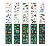 20 autocollants de tatouage de football, autocollants de tatouage de football pour garçons, autocollants de tatouage décoratifs de football, autocollants de tatouage de fête de football