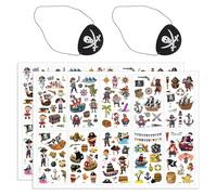 20 Autocollants De Tatouage Pirate, 2 Patchs Pour Les Yeux De Crâne, Autocollants De Tatouage Pour Enfants, Autocollants De Tatouage De Bras, Autocollants De Tatouage Drôles