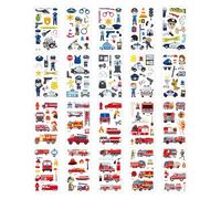 20 Autocollants Graffiti, Motifs De Police Pompier, Autocollants De Dessins Animés Pour Enfants, Autocollants De Tatouage De Décoration De Fête, Adaptés Au Visage Et Aux Mains.
