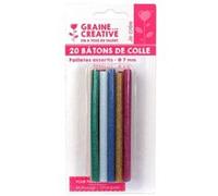 20 bâtonnets de colle pour pistolet à colle Ø 7 mm - Couleurs à paillettes G