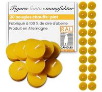 20 BOUGIES CHAUFFE-PLAT 100% CIRE D'ABEILLE - bougies en pure cire d'abeille bougies bio bougies chauffe-plat de haute qualité bougies naturelles bougies durables - lot de 20 - et meche en coton bio