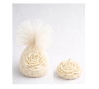 20 Bougies Petites Fleurs crème en Cire de Colza + 20 Tulles Voile | Cadeaux Invités Mariage, Baptême, Naissance | Souvenirs et Décoration Événementielle (Creme)