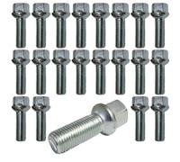 20 boulons de roue, boulons de roue, argent, pneu à bille R14 M14 x 1,5, 60 mm, compatible avec VW, Porsche, Audi, Mercedes
