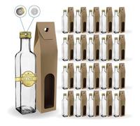 20 Bouteilles en Verre 250ml avec Bouchon a Vis Doré avec Bec Verseur + 20 Boîtes | Huile d'Olive, Vinaigre