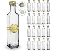 20 Bouteilles en Verre 250ml avec Bouchon a Vis Doré avec Bec Verseur | Huile d'Olive, Vinaigre