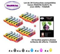 20 cartouches compatibles Canon PGI570 CLI571 XL pour Canon Pixma MG6800 MG6850 MG6851 MG6852 MG6853-20f A6 brillantes -T3AZUR G