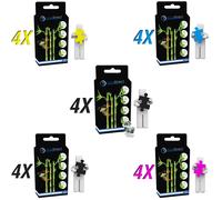 20 cartouches d'encre type LM100BK x8 Noir 500 pages, LM100C x4 Cyan LM100M x4 Magenta LM100Y x4 Jaune 600 pages, pour Lexmark Platinum Pro 908