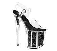 20 Cm/7.87In Stiletto Chaussures À Talons Hauts Femmes Cristal Sexy Sandales Dames À Bout Ouvert Pole Dance Party Soirée Chaussures Bal Plus Taille Hommes Pompes,Noir,37 EU