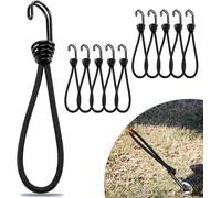 20 Cm Elastic Bungees With Hooks 10 Pieces Black Tarpaulin Bungee Hook Short With Two Layer Hooks For Tents Banners Posters Trailers Transport Stationary