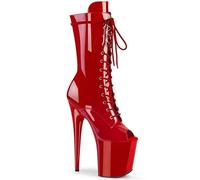 20 Cm Femmes Talons Aiguilles Bout Ouvert En Cuir Verni À Lacets Haut Plateforme Pole Fitness Pole Dance Bottes Fête D'été Soirée Pompe Bal Chaussures À Talons Dance Salon Moderne Jazz Latin(Red,40)