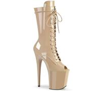 20 Cm Femmes Talons Aiguilles Bout Ouvert En Cuir Verni À Lacets Haut Plateforme Pole Fitness Pole Dance Bottes Fête D'été Soirée Pompe Bal Chaussures À Talons Dance Salon Moderne Jazz Latin(Apricot,3