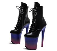20 Cm Femmes Talons Aiguilles En Cuir À Lacets Haut Fermeture Éclair Plateforme Pole Fitness Pole Dance Bottes Fête D'été Soirée Pompe Bal Chaussures À Talons Dance Salon Moderne Jazz Latin(43)