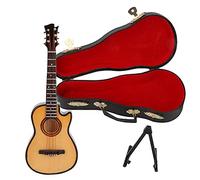 20 cm guitare avec coin écaillé en bois miniature instrument de musique de guitare miniature modèle en bois mini réplique d'instruments de musique avec stand ornamentl (20 cm fehlende Gitarre)