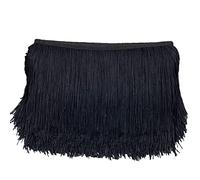 20 cm x 4 m - Bordure franges - Ruban dcoratif - Frange de danse - Frange coupe - En soie - Pour la couture, le bricolage, les vtements, la lingerie, les costumes, les rideaux, la dcoration, noir