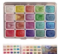 20 Colors Watercolor Painting Set,Glitter Watercolour Solid Paint Box,Metallic Watercolor Paint Set,Pearlescent Watercolors Set Palette,Portable Watercolor Painting Kits,for Painting Lovers (1ml-A)