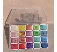20 Colors Watercolor Painting Set Metallic, Metallic Watercolors, Glitter Watercolour Solid Paint Box, Pearlescent Watercolor Paint Set Palette for Artists (1ml 20Colors-Plastic Box(A))