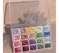 20 Colors Watercolor Painting Set Metallic, Metallic Watercolors, Glitter Watercolour Solid Paint Box, Pearlescent Watercolor Paint Set Palette for Artists (1ml 20Colors-Plastic Box(B))