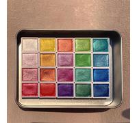 20 Colors Watercolor Painting Set Metallic, Watercolors, Glitter Watercolour Solid Paint Box, Pearlescent Watercolor Paint Set Palette for Artists (2.3ml 20Colors-Iron Box(A))