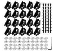 20 Connecteurs Angle Profil Aluminium 20x20mm Équerre Fixation Alu | Raccord 90° avec Écrous T Vis et ccessoire pour Profilé Alu 2020, CNC Imprimante 3D, Construction DIY
