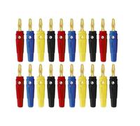 20 Connecteurs Banane 4mm pour Haut-Parleurs, 20A Nickelés Plastique à Visser, Ensemble Complet 4 Couleurs, Compatible Amplis, Récepteurs AV, HiFi, Stéréo, Câblage Audio Professionnel