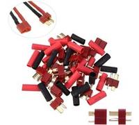 20 Connecteurs T-Plug Deans style Masculin et Féminin 40 Pièces de Gaine Thermorétractable Adaptés pour Voiture RC, Bateau, Avion, Hélicoptère, Batterie LiPo 7.4, Rouge G
