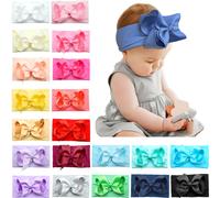 20 couleurs de bandeaux noués en nylon pour bébés, grands nœuds de 4,5 pouces pour filles, bandeaux pour nouveau-nés, nourrissons et tout-petits 4.5inch bow