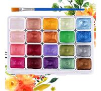 20 Couleurs Peinture Aquarelle Metallique,Aquarelle Set avec Pinceau,Aquarelles Peinture Adulte,Aquarellfarben,Ensemble de Peintures Aquarelles à Paillettes pour Artistes,Débutants et Professionnels